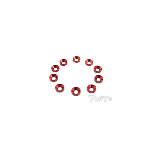 Viti-Rondelle Colorate-Collarini-Rasamenti - Rondelle Ergal Svasate Rosse 4mm (10)