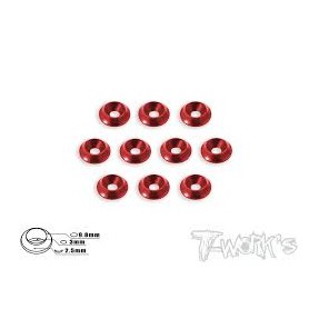 Viti-Rondelle Colorate-Collarini-Rasamenti - Rondelle Svasate foro 3mm Rosse (10)