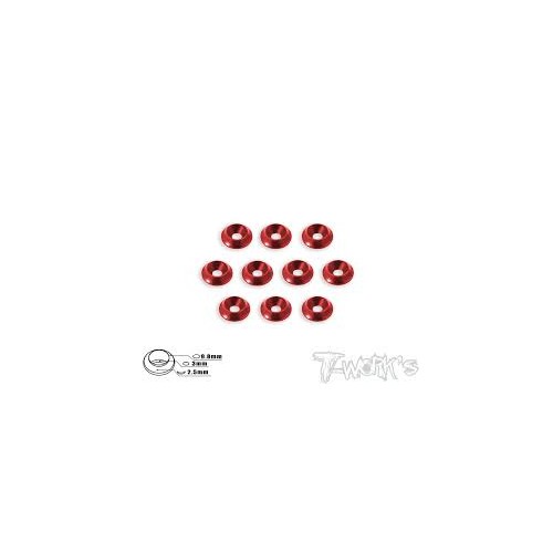 Viti-Rondelle Colorate-Collarini-Rasamenti - Rondelle Svasate foro 3mm Rosse (10)